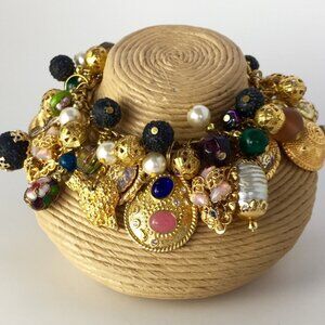 Handmade Yellow Gold toned Charm Bracelet